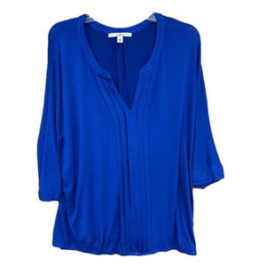 Fever Royal Blue V-Neck Pleated Blouse